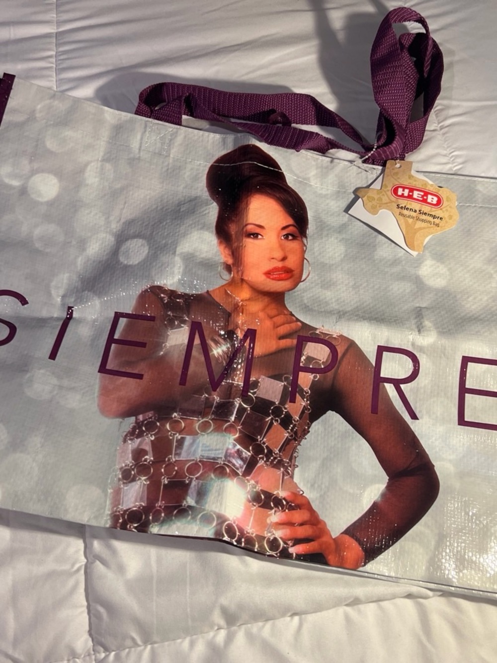 H-E-B Selena Siempre Purple Accent Graphic Tote Bag